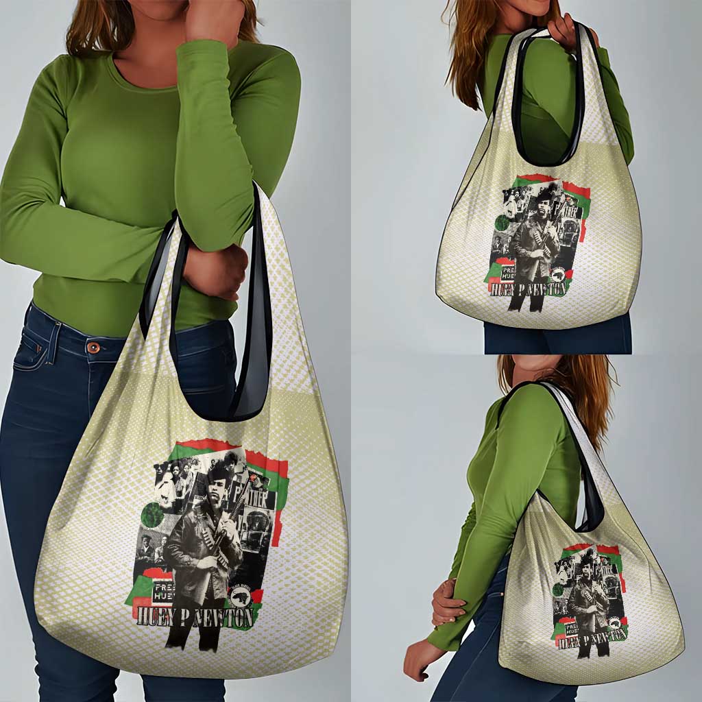 Huey P. Newton Grocery Bag Black Panther Collage Design Civil Rights Movement Theme Revolutionary Tribute - African Pride