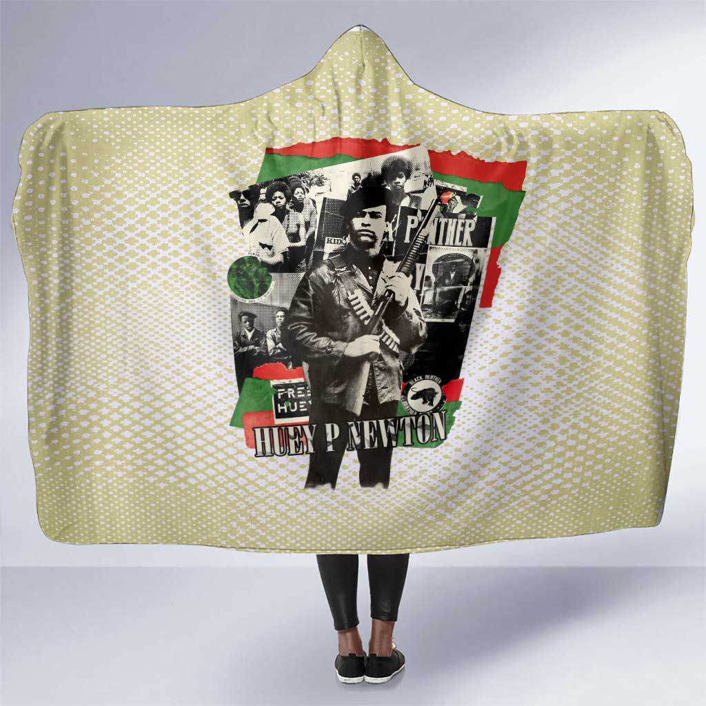 Huey P. Newton Hooded Blanket Black Panther Collage Design Civil Rights Movement Theme Revolutionary Tribute - African Pride