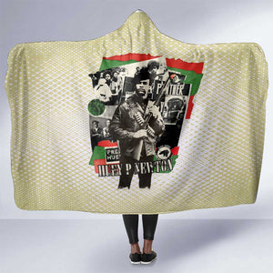 Huey P. Newton Hooded Blanket Black Panther Collage Design Civil Rights Movement Theme Revolutionary Tribute - African Pride