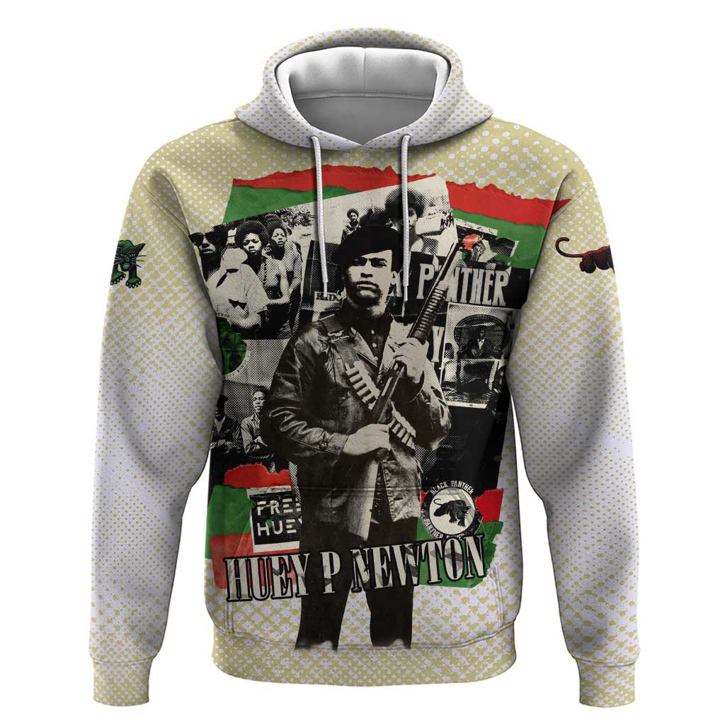 Huey P. Newton Hoodie Black Panther Collage Design Civil Rights Movement Theme Revolutionary Tribute - African Pride