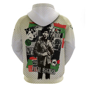 Huey P. Newton Hoodie Black Panther Collage Design Civil Rights Movement Theme Revolutionary Tribute - African Pride