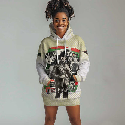 Huey P. Newton Hoodie Dress Black Panther Collage Design Civil Rights Movement Theme Revolutionary Tribute - African Pride