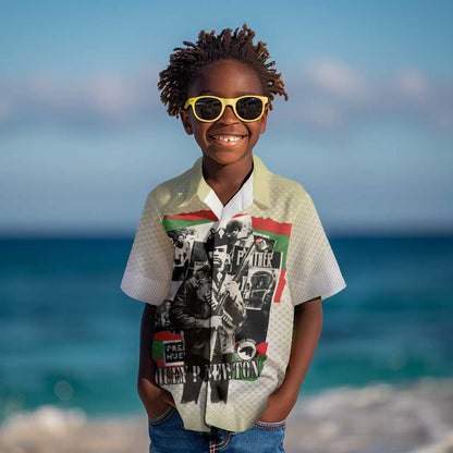 Huey P. Newton Kid Hawaiian Shirt Black Panther Collage Design Civil Rights Movement Theme Revolutionary Tribute TS04