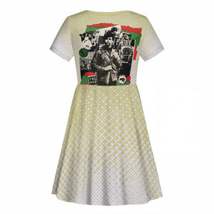 Huey P. Newton Kid Short Sleeve Dress Black Panther Collage Design Civil Rights Movement Theme Revolutionary Tribute TS04