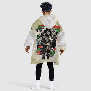 Huey P. Newton Kid Wearable Blanket Hoodie Black Panther Collage Design Civil Rights Movement Theme Revolutionary Tribute - African Pride