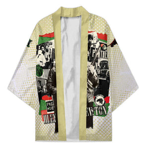 Huey P. Newton Kimono Black Panther Collage Design Civil Rights Movement Theme Revolutionary Tribute - African Pride