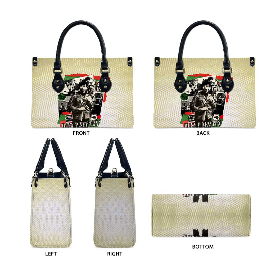 Huey P. Newton Leather Bag Black Panther Collage Design Civil Rights Movement Theme Revolutionary Tribute - African Pride