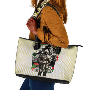 Huey P. Newton Leather Tote Bag Black Panther Collage Design Civil Rights Movement Theme Revolutionary Tribute - African Pride
