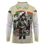 Huey P. Newton Long Sleeve Polo Shirt Black Panther Collage Design Civil Rights Movement Theme Revolutionary Tribute - African Pride