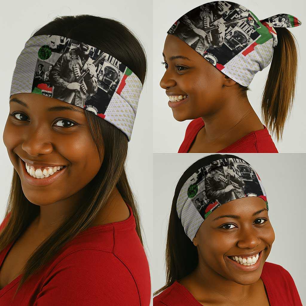Huey P. Newton Neck Gaiter Black Panther Collage Design Civil Rights Movement Theme Revolutionary Tribute - African Pride