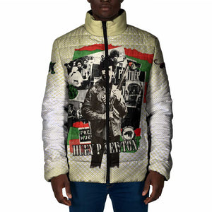 Huey P. Newton Padded Jacket Black Panther Collage Design Civil Rights Movement Theme Revolutionary Tribute - African Pride