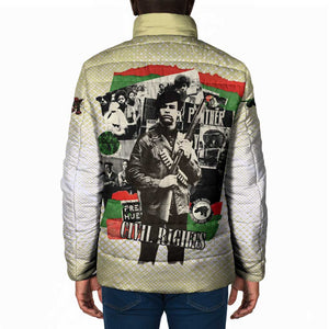 Huey P. Newton Padded Jacket Black Panther Collage Design Civil Rights Movement Theme Revolutionary Tribute - African Pride
