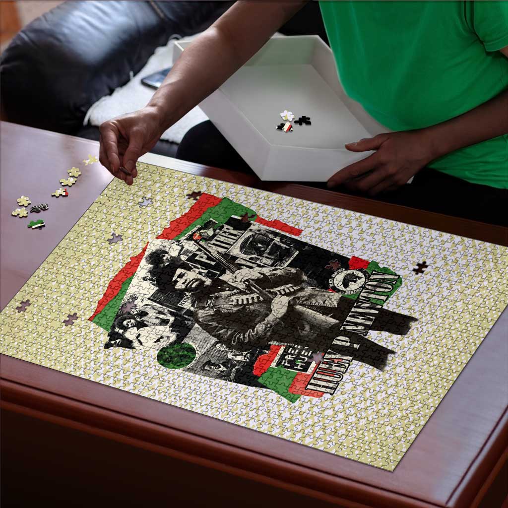 Huey P. Newton Puzzle Black Panther Collage Design Civil Rights Movement Theme Revolutionary Tribute - African Pride