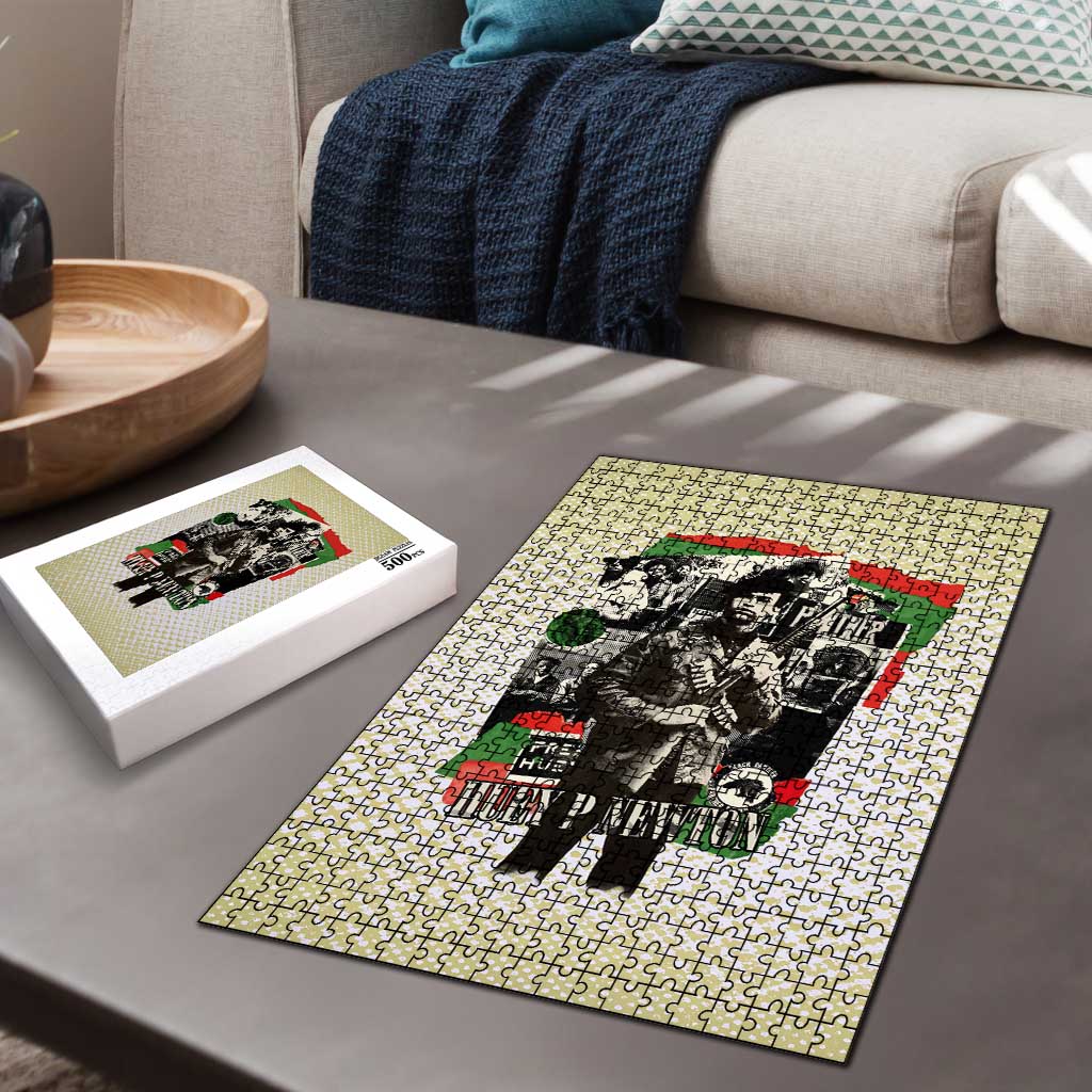 Huey P. Newton Puzzle Black Panther Collage Design Civil Rights Movement Theme Revolutionary Tribute - African Pride