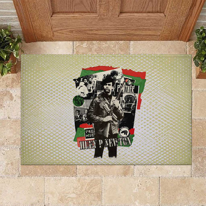 Huey P. Newton Rubber Doormat Black Panther Collage Design Civil Rights Movement Theme Revolutionary Tribute - African Pride