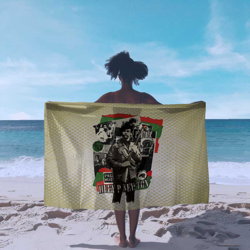 Huey P. Newton Sarong Black Panther Collage Design Civil Rights Movement Theme Revolutionary Tribute - African Pride
