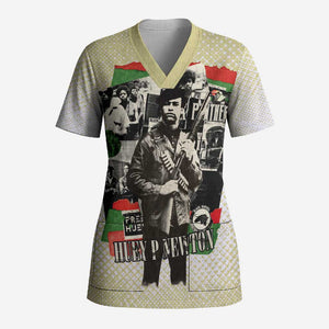 Huey P. Newton Scrub Top Black Panther Collage Design Civil Rights Movement Theme Revolutionary Tribute - African Pride