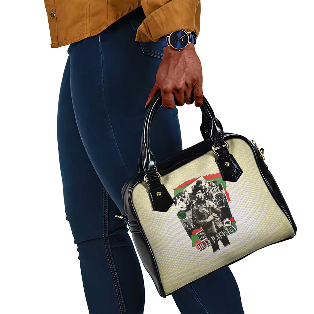 Huey P. Newton Shoulder Handbag Black Panther Collage Design Civil Rights Movement Theme Revolutionary Tribute - African Pride