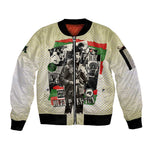Huey P. Newton Sleeve Zip Bomber Jacket Black Panther Collage Design Civil Rights Movement Theme Revolutionary Tribute - African Pride