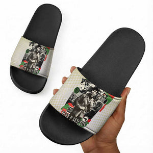 Huey P. Newton Slide Sandals Black Panther Collage Design Civil Rights Movement Theme Revolutionary Tribute - African Pride