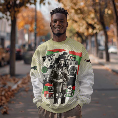 Huey P. Newton Sweatshirt Black Panther Collage Design Civil Rights Movement Theme Revolutionary Tribute - African Pride