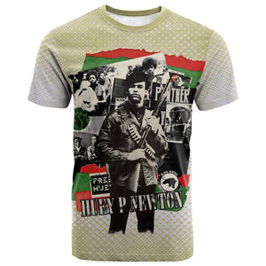 Huey P. Newton T shirt Black Panther Collage Design Civil Rights Movement Theme Revolutionary Tribute TS04