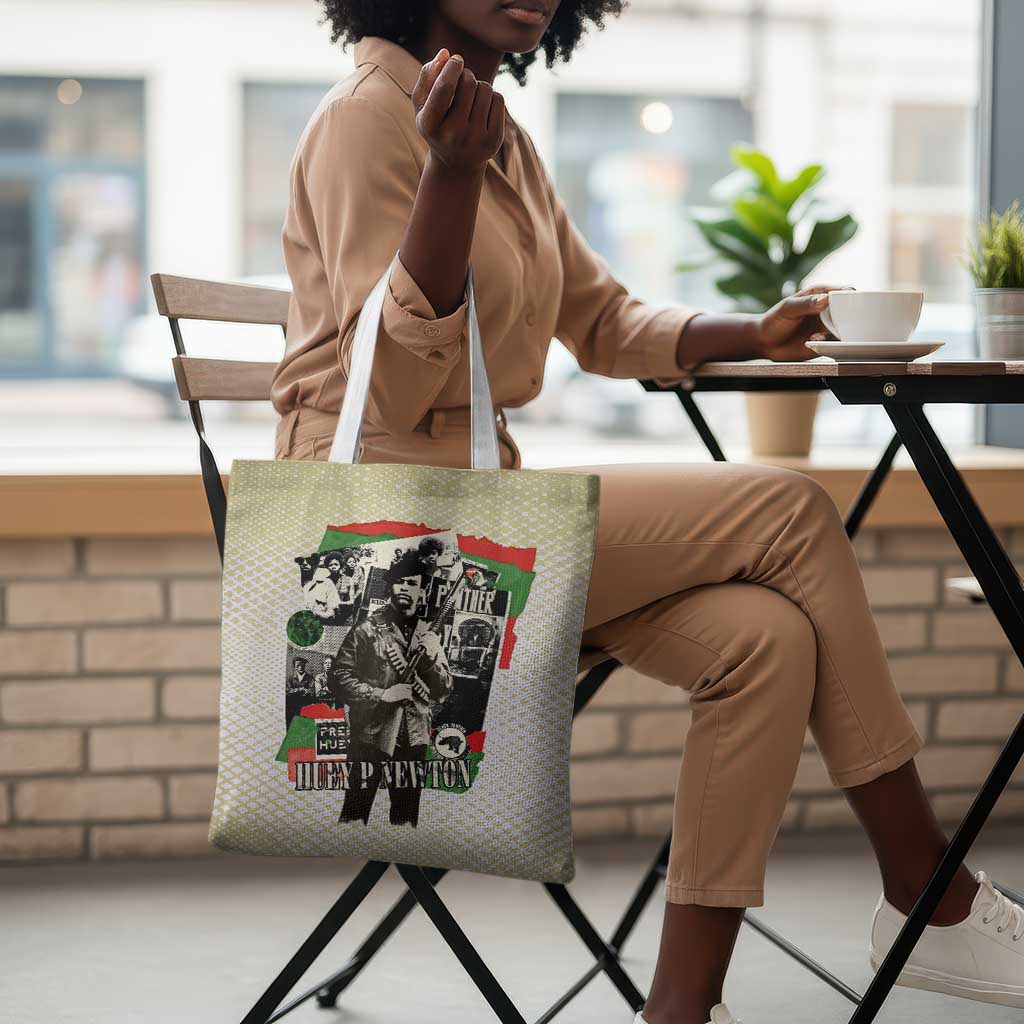 Huey P. Newton Tote Bag Black Panther Collage Design Civil Rights Movement Theme Revolutionary Tribute - African Pride