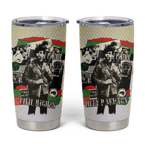 Huey P. Newton Tumbler Cup Black Panther Collage Design Civil Rights Movement Theme Revolutionary Tribute - African Pride