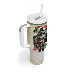 Huey P. Newton Tumbler With Handle Black Panther Collage Design Civil Rights Movement Theme Revolutionary Tribute - African Pride