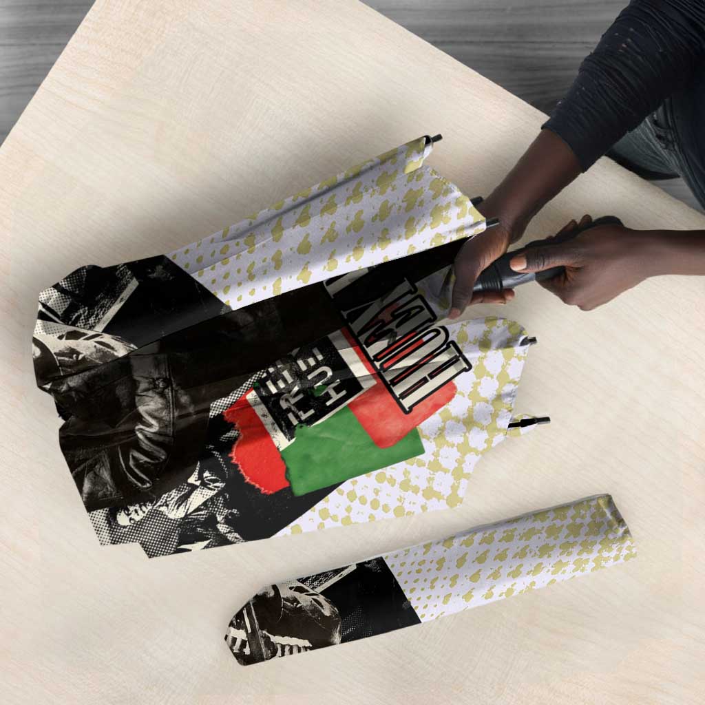 Huey P. Newton Umbrella Black Panther Collage Design Civil Rights Movement Theme Revolutionary Tribute - African Pride