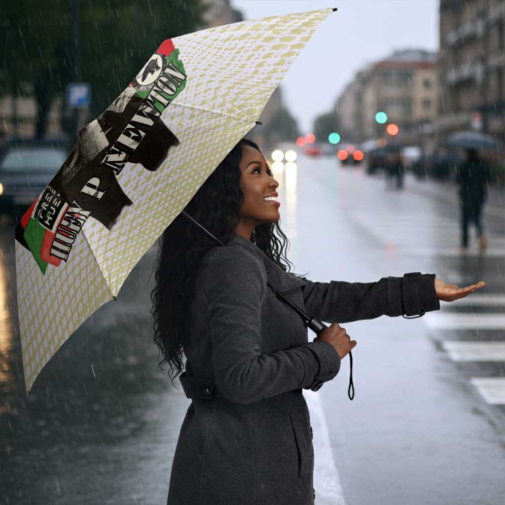 Huey P. Newton Umbrella Black Panther Collage Design Civil Rights Movement Theme Revolutionary Tribute - African Pride