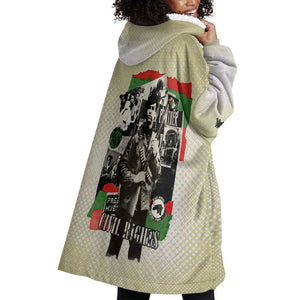 Huey P. Newton Wearable Blanket Hoodie Black Panther Collage Design Civil Rights Movement Theme Revolutionary Tribute - African Pride