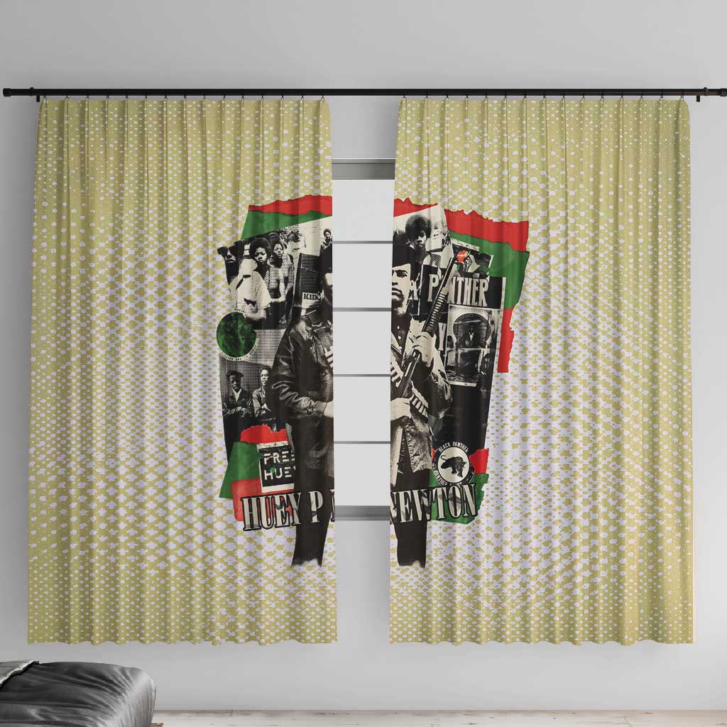 Huey P. Newton Window Curtain Black Panther Collage Design Civil Rights Movement Theme Revolutionary Tribute - African Pride
