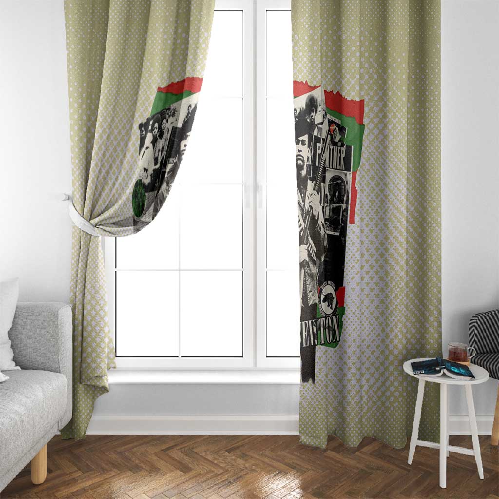 Huey P. Newton Window Curtain Black Panther Collage Design Civil Rights Movement Theme Revolutionary Tribute - African Pride