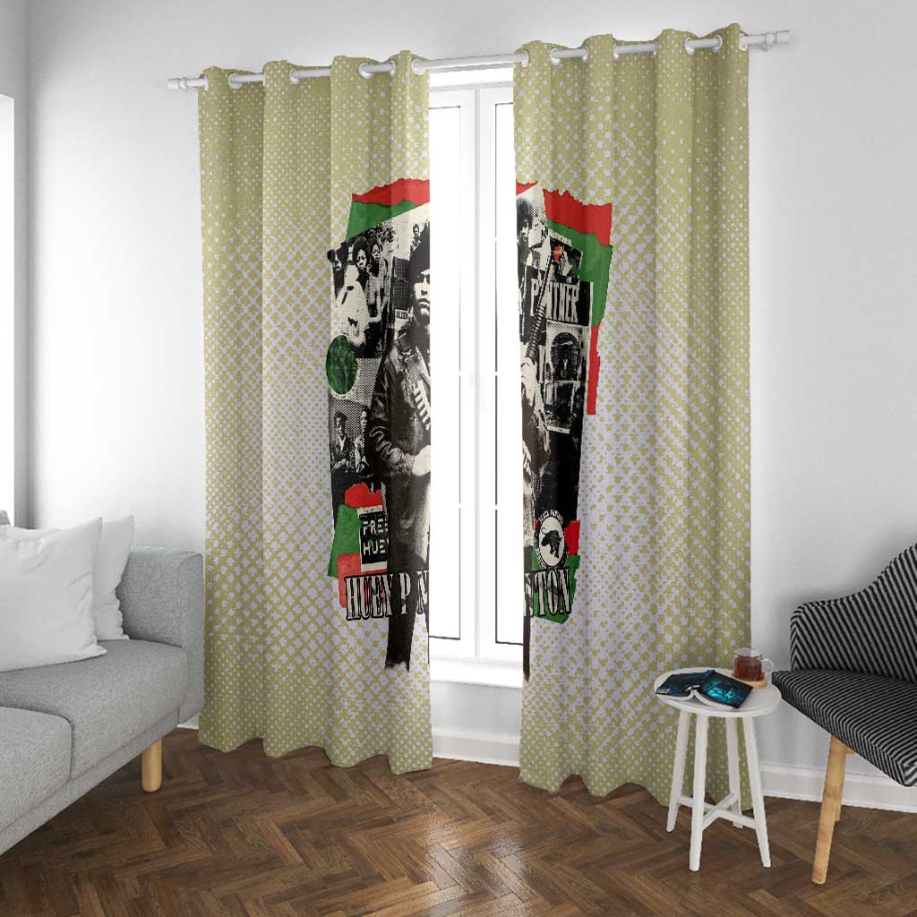 Huey P. Newton Window Curtain Black Panther Collage Design Civil Rights Movement Theme Revolutionary Tribute - African Pride