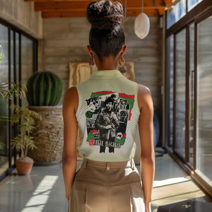 Huey P. Newton Women Sleeveless Polo Shirt Black Panther Collage Design Civil Rights Movement Theme Revolutionary Tribute - African Pride