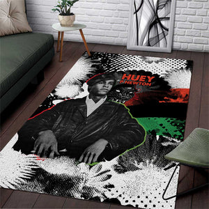 Huey P. Newton Area Rug Revolutionary Portrait - Panther Graphic Surrender to the Revolution Quote - African Pride