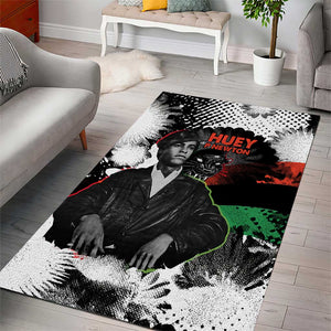 Huey P. Newton Area Rug Revolutionary Portrait - Panther Graphic Surrender to the Revolution Quote - African Pride