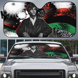 Huey P. Newton Auto Sun Shade Revolutionary Portrait - Panther Graphic Surrender to the Revolution Quote - African Pride