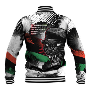 Huey P. Newton Baseball Jacket Revolutionary Portrait - Panther Graphic Surrender to the Revolution Quote - African Pride