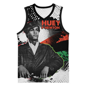 Huey P. Newton Basketball Jersey Revolutionary Portrait - Panther Graphic Surrender to the Revolution Quote - African Pride