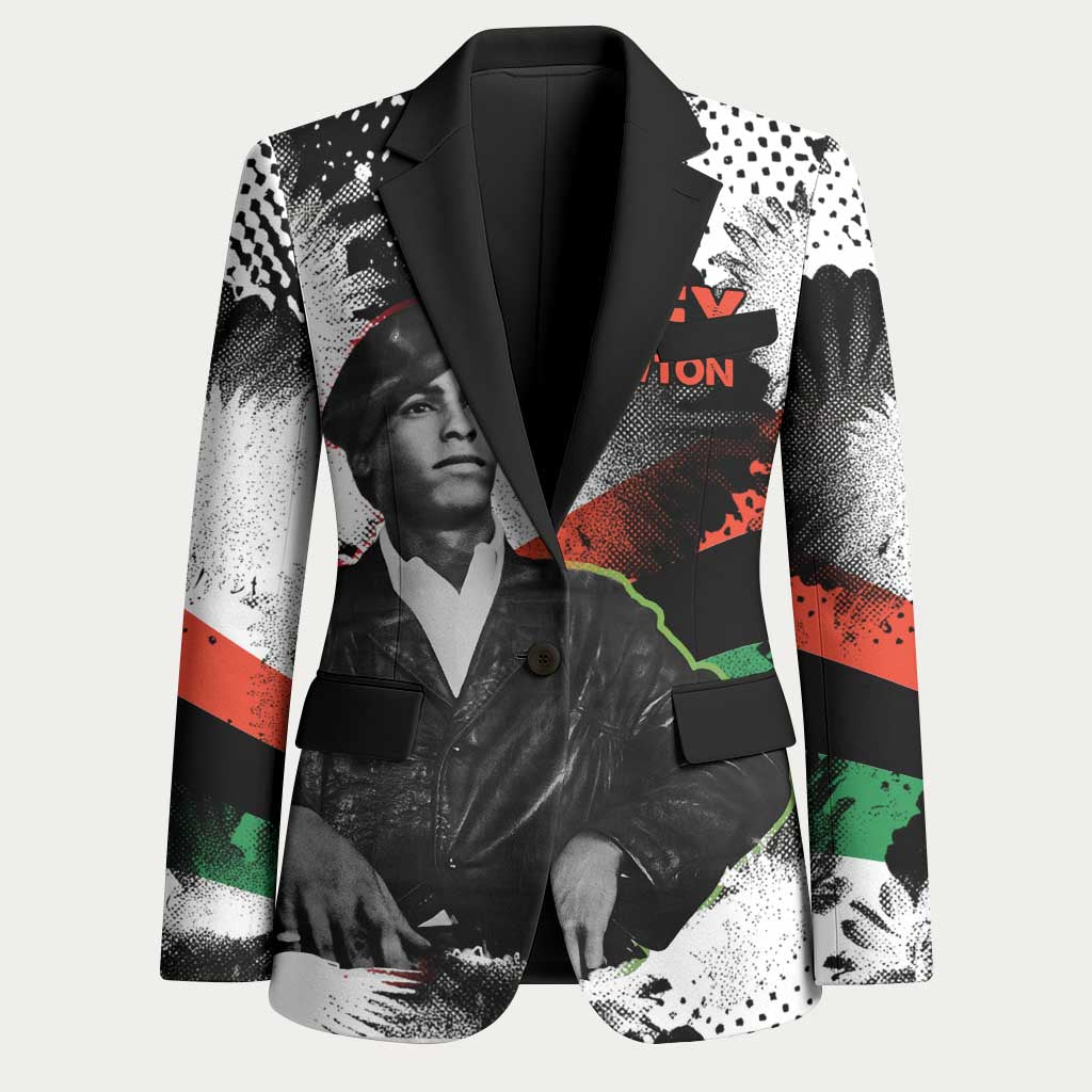Huey P. Newton Blazer Revolutionary Portrait - Panther Graphic Surrender to the Revolution Quote - African Pride