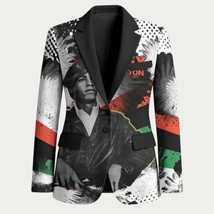 Huey P. Newton Blazer Revolutionary Portrait - Panther Graphic Surrender to the Revolution Quote - African Pride