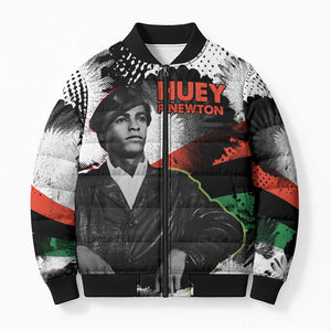 Huey P. Newton Bomber Puffer Jacket Revolutionary Portrait - Panther Graphic Surrender to the Revolution Quote - African Pride