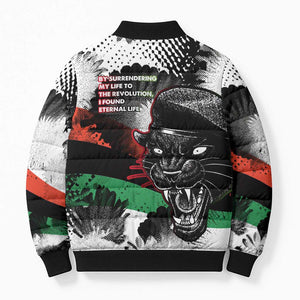 Huey P. Newton Bomber Puffer Jacket Revolutionary Portrait - Panther Graphic Surrender to the Revolution Quote - African Pride