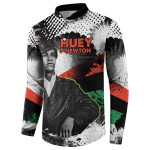 Huey P. Newton Button Sweatshirt Revolutionary Portrait - Panther Graphic Surrender to the Revolution Quote