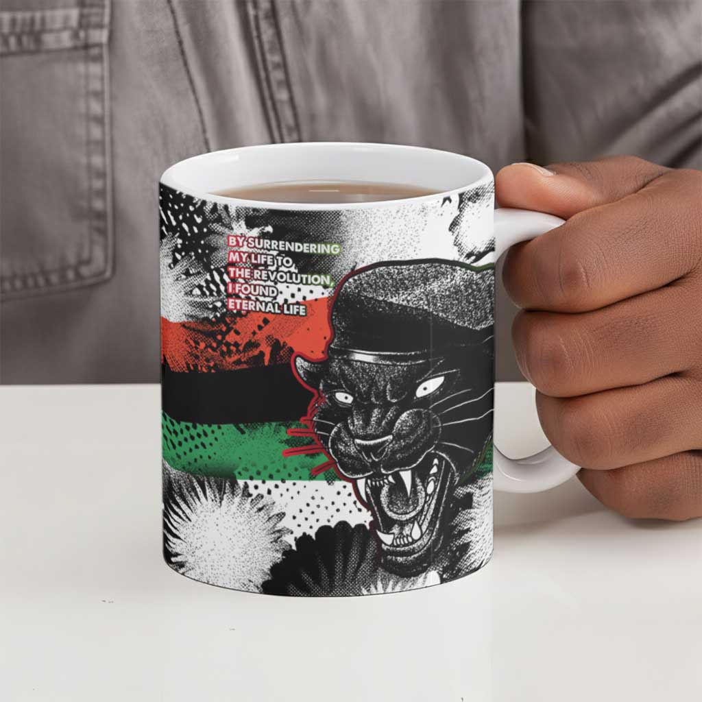 Huey P. Newton Ceramic Mug Revolutionary Portrait - Panther Graphic Surrender to the Revolution Quote - African Pride