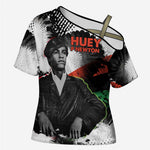 Huey P. Newton Cross Shoulder Shirt Revolutionary Portrait - Panther Graphic Surrender to the Revolution Quote - African Pride