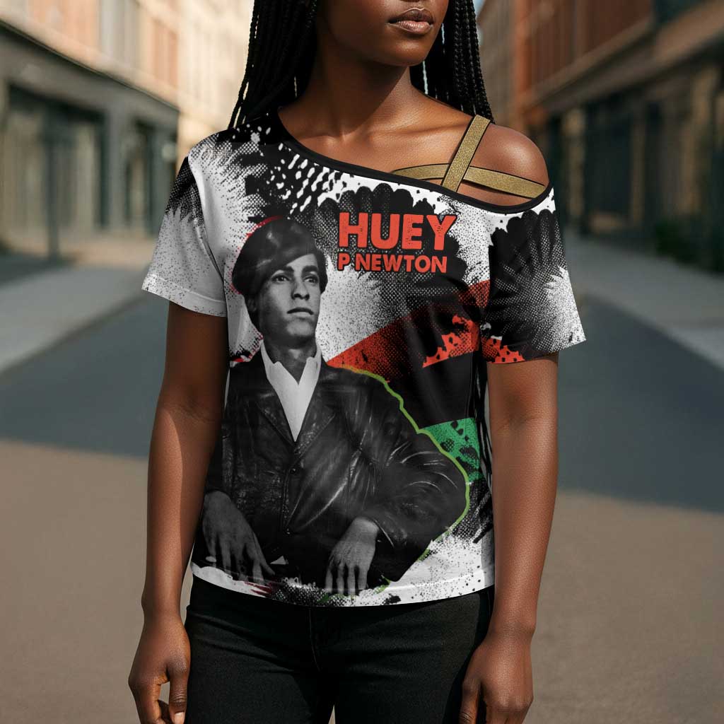 Huey P. Newton Cross Shoulder Shirt Revolutionary Portrait - Panther Graphic Surrender to the Revolution Quote - African Pride
