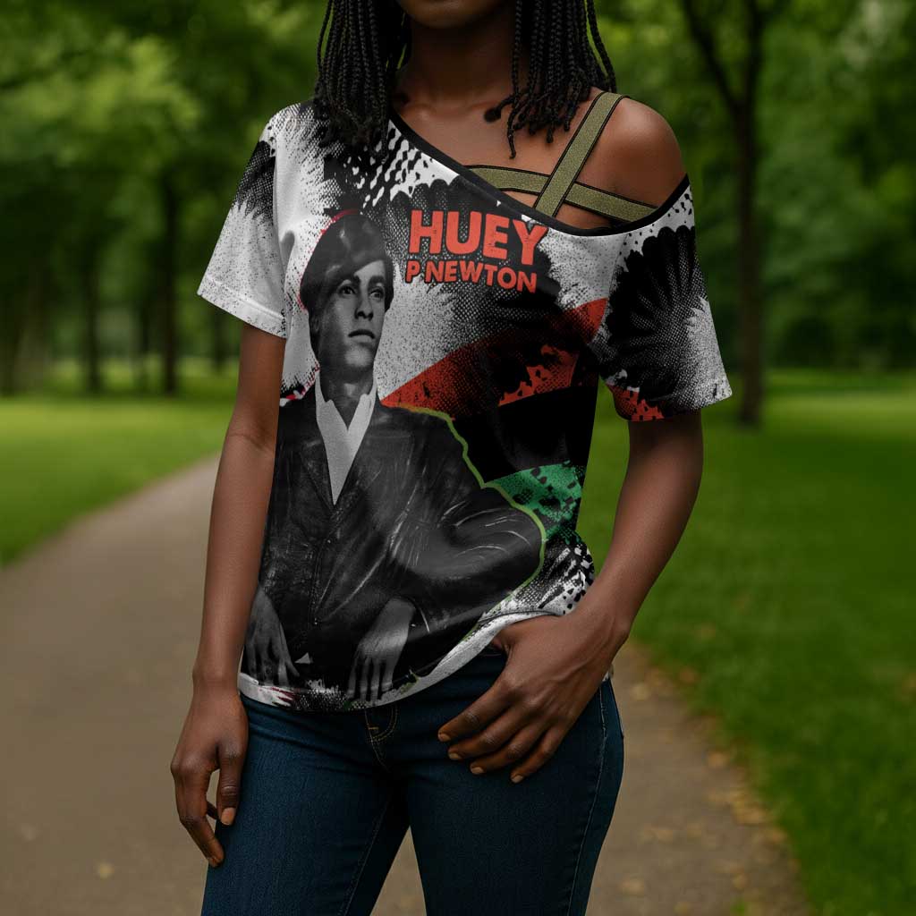 Huey P. Newton Cross Shoulder Shirt Revolutionary Portrait - Panther Graphic Surrender to the Revolution Quote - African Pride